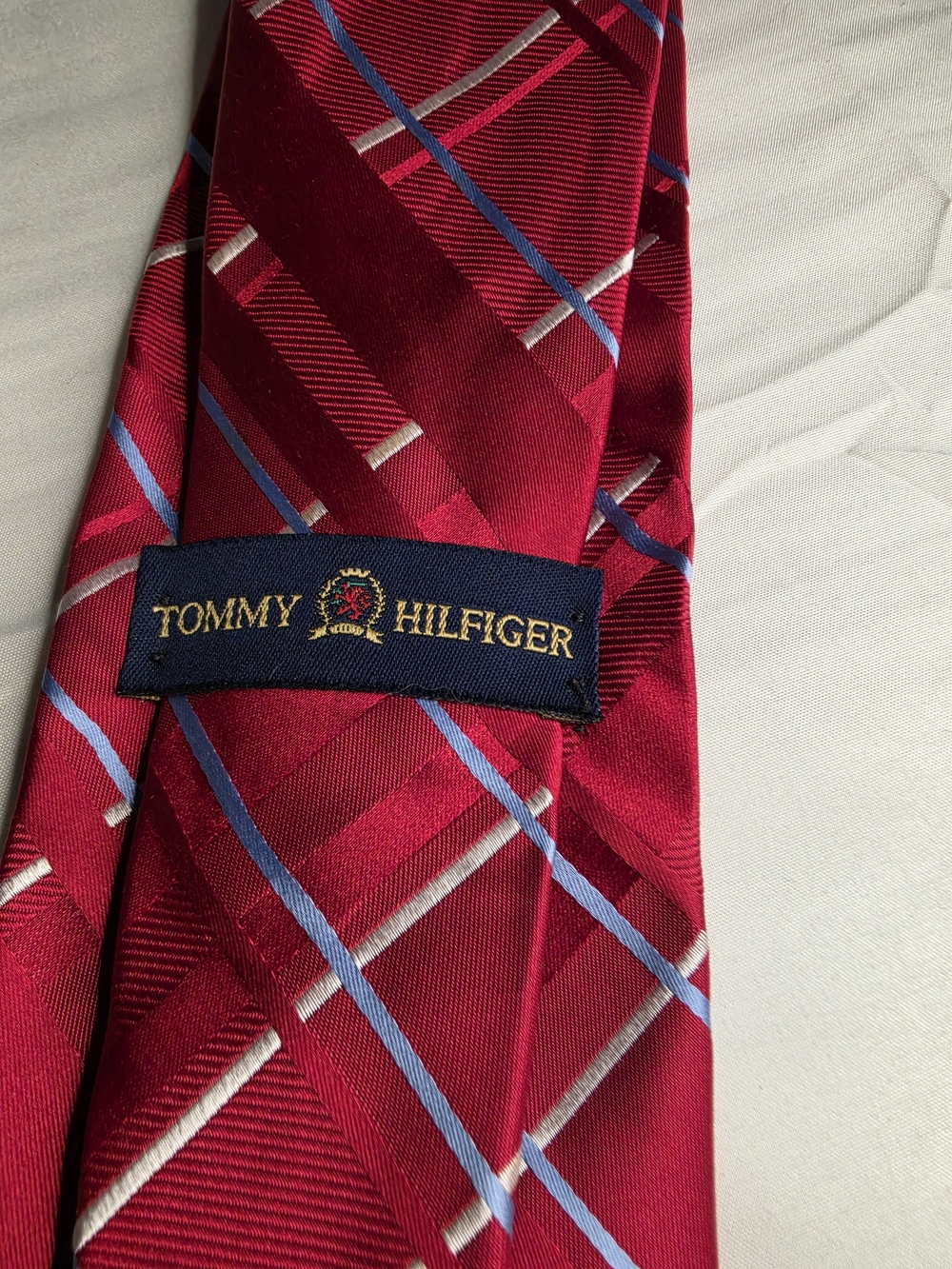 Tommy Hilfiger Men's Red Plaid Silk Tie